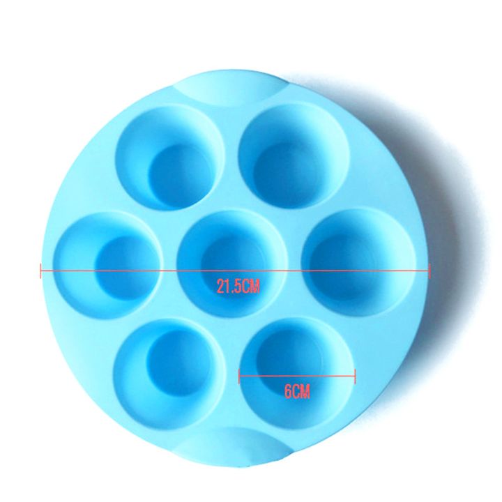 Siliconen gietvorm met 7 ronde uitsparingen Ø 6 cm, blauw – afbeelding 2