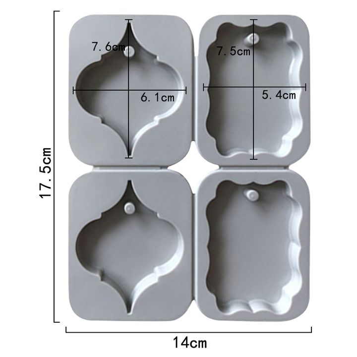 Siliconen gietvorm ornamenten met ophangoog, 4 vakjes – afbeelding 3