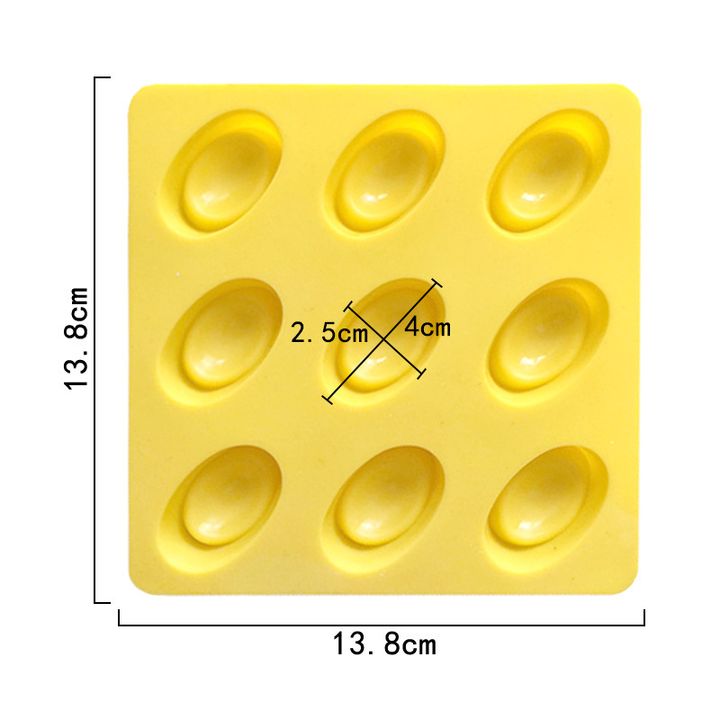 Siliconen gietvorm met 9 ovale uitsparingen, 13,8 × 13,8 cm – afbeelding 2