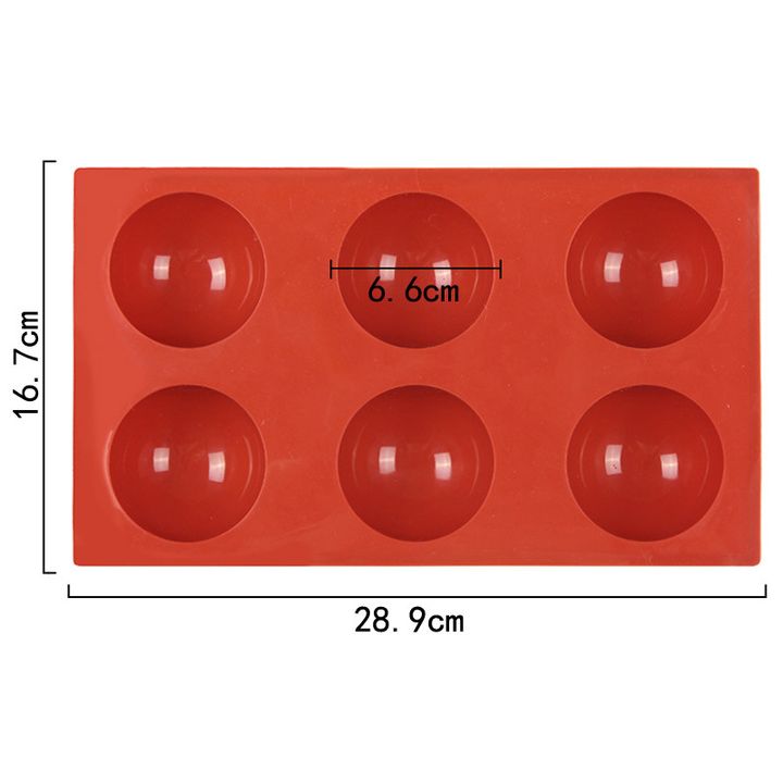Siliconen gietvorm halve bollen Ø 6,6 cm, 6 vakjes – afbeelding 2