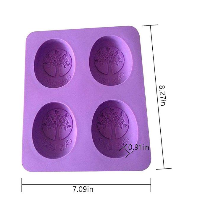 Siliconen gietvorm levensboom One Leaf, 4 vakjes, paars – afbeelding 2