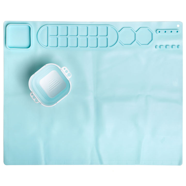 Siliconen schilderonderlegger 51 × 41 cm met palet en waterbakje – afbeelding 2