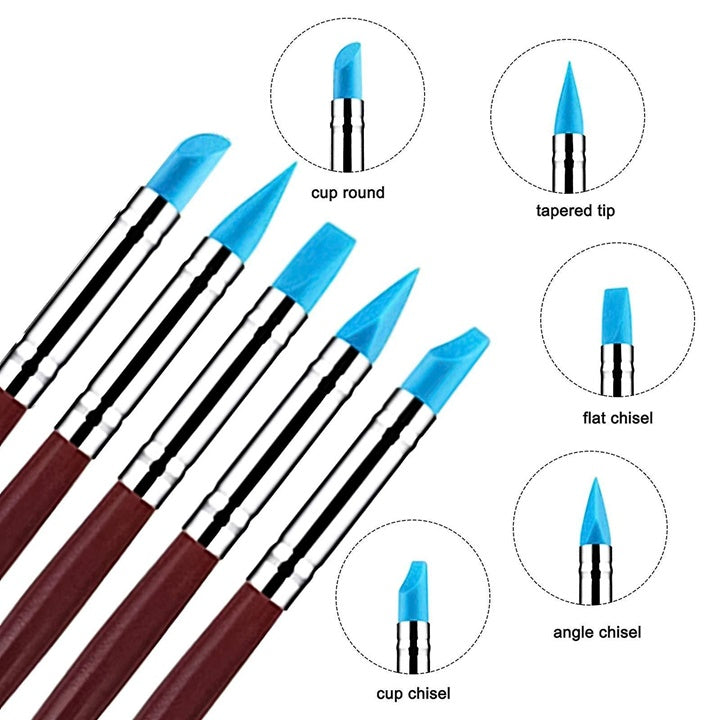 ARTMiE siliconen penselen met rubberen punt, set van 5 stuks – afbeelding 4