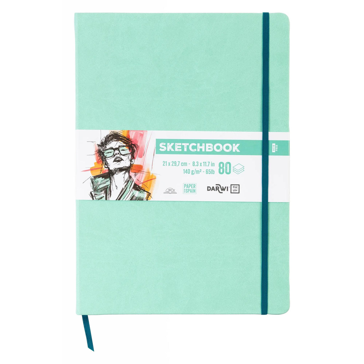 Sketchbook DARWI For You Mint Green A4, 140 g/m² – 80 Sheets