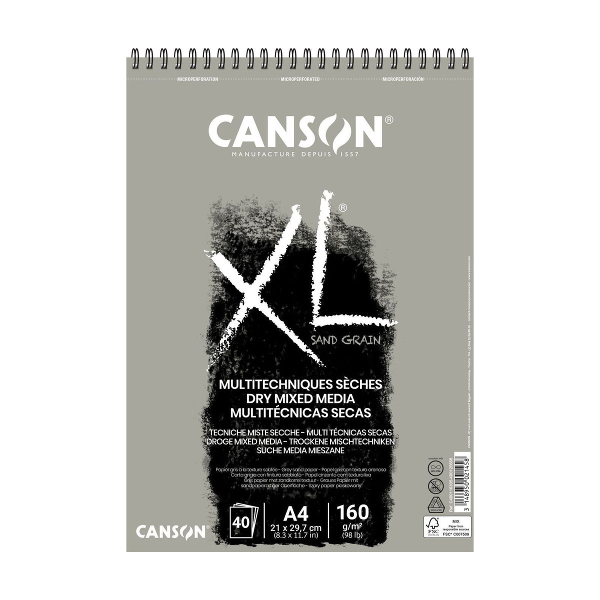 Pastelblok Canson XL Touch grijs 160 g/m² – 40 vellen, A4 – A3