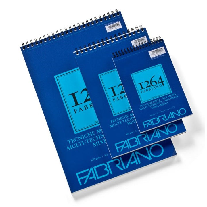 Fabriano 1264 mixed-mediablok met spiraal, 30 vel, 300 g/m²