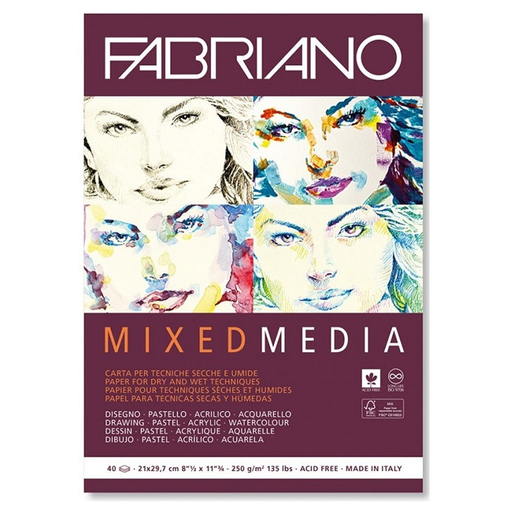 Fabriano mixed-mediablok, 40 vel, 250 g/m² – afbeelding 2