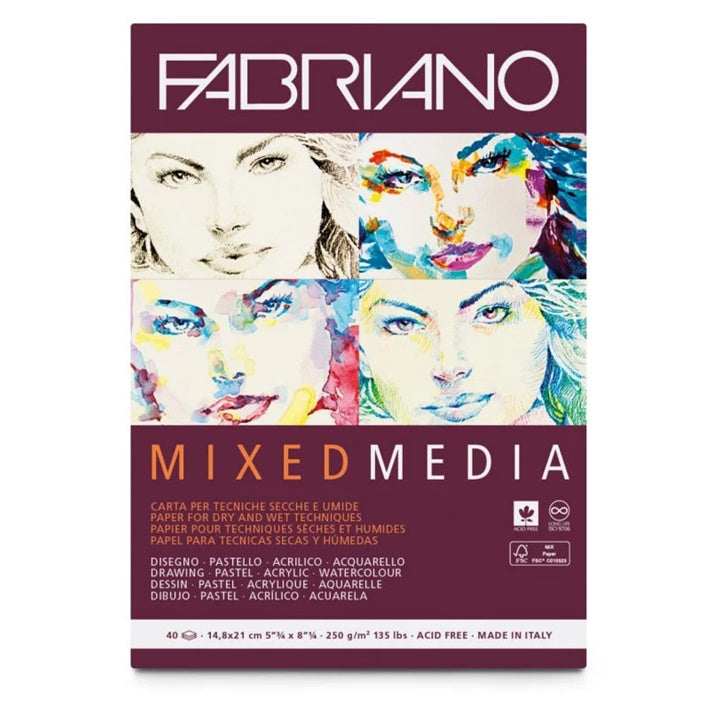 Fabriano mixed-mediablok, 40 vel, 250 g/m² – afbeelding 4