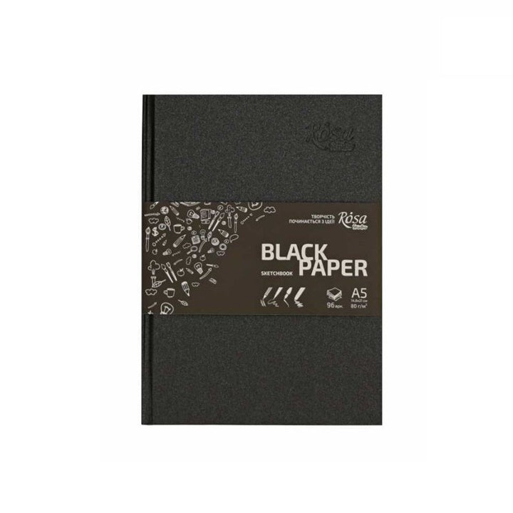 Rosa Studio schetsboek met zwart papier, 96 vel, 80 g/m²