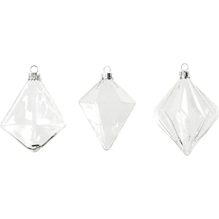 Creativ Company glazen kersthangers helder, set van 3
