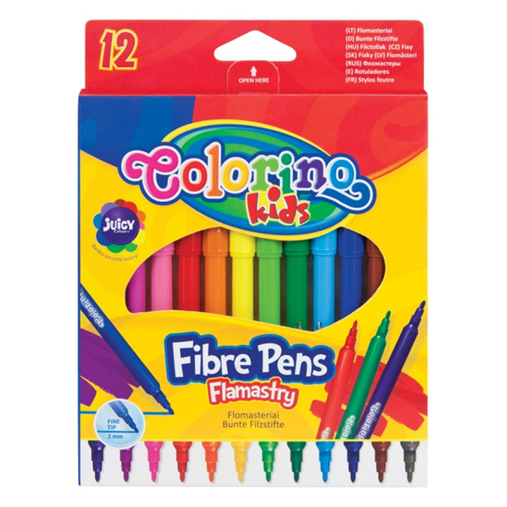 Colorino schoolviltstiften 1 mm, 12 kleuren