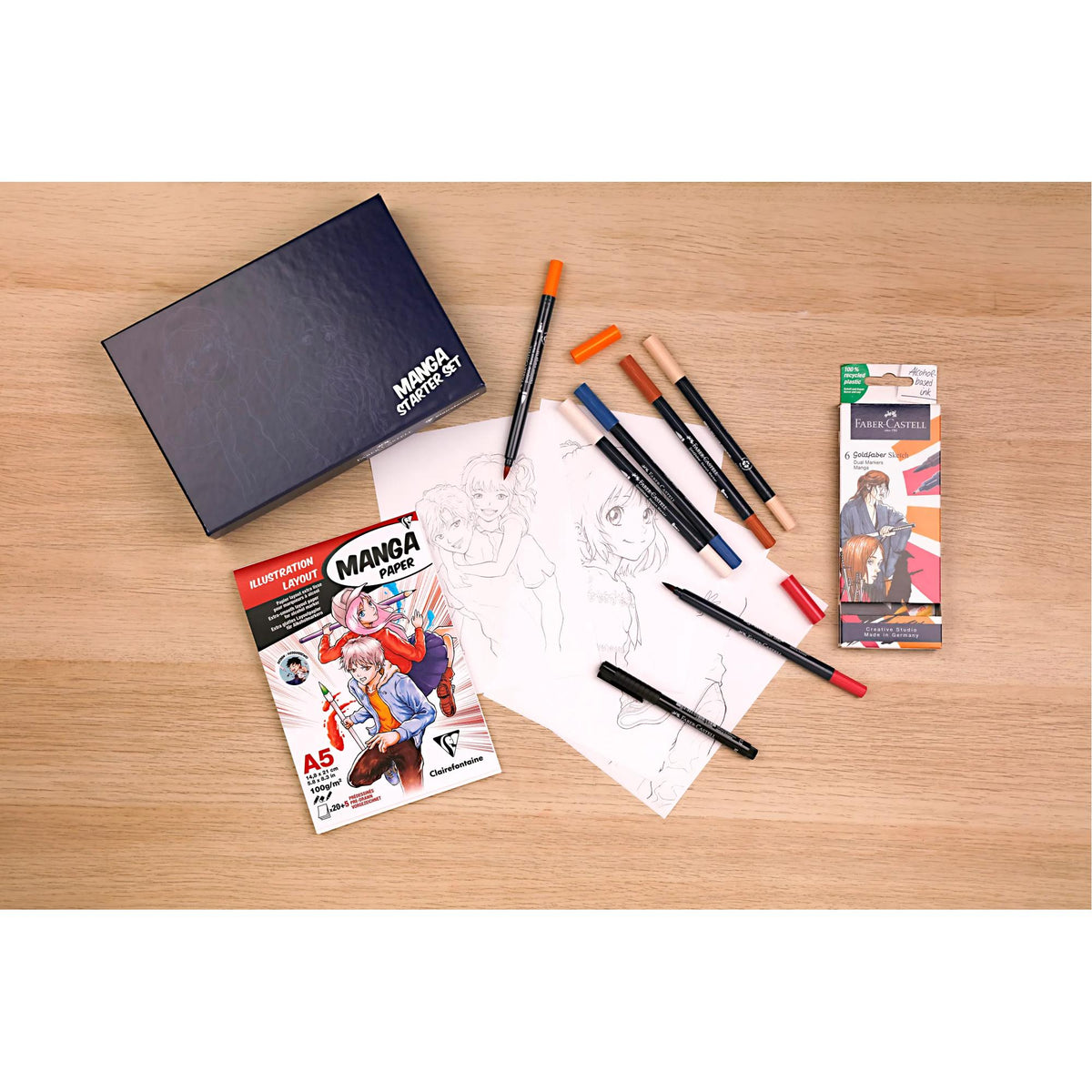 Clairefontaine Manga startset A5 met 6 alcoholmarkers – afbeelding 2