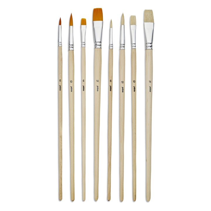 Set de pinceaux Pébéo – 8 pièces, soies de porc et synthétiques, manche long – image 2