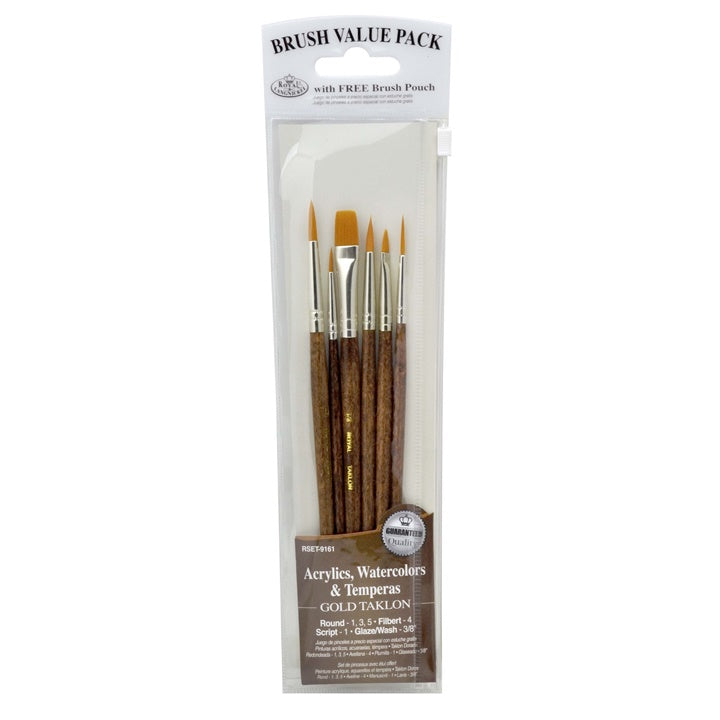 Royal & Langnickel Gold Taklon penselenset, 6 stuks