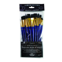 Royal & Langnickel penselenset zwart Taklon, 12 stuks
