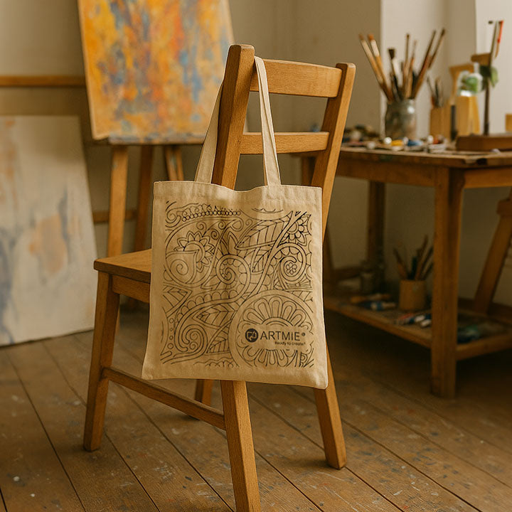 ARTMiE katoenen tas met antistress-kleurplaat, 37,5 × 41,5 cm – afbeelding 4