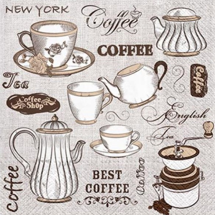 Tea or Coffee Decoupage Napkins - 1 pc