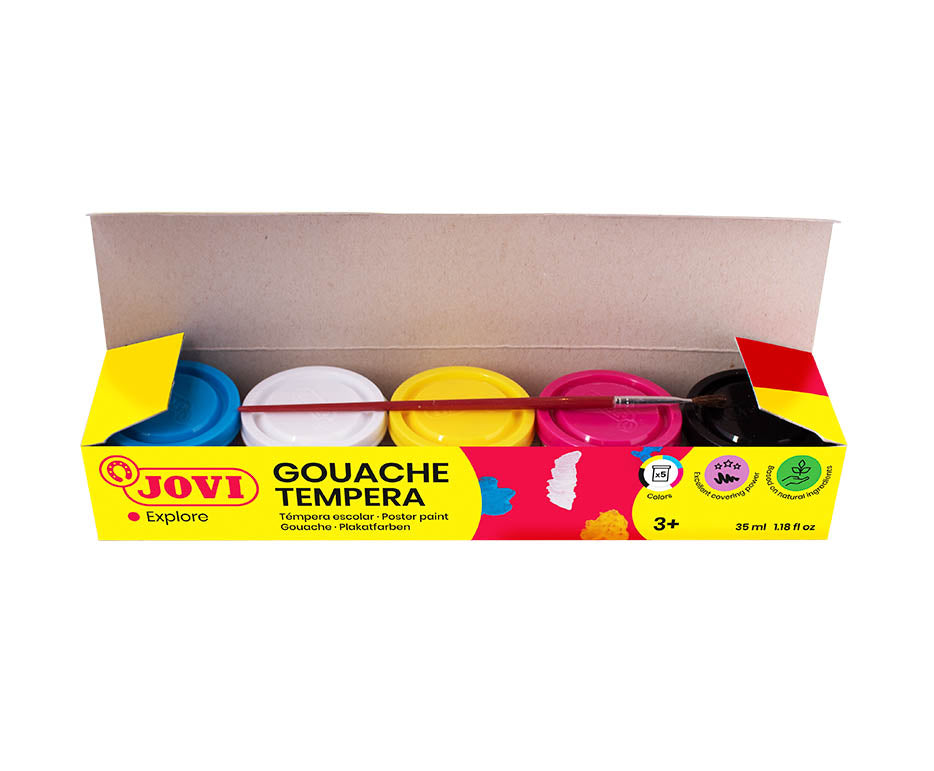 Tempera paint set JOVI 5 x 35 ml with brush