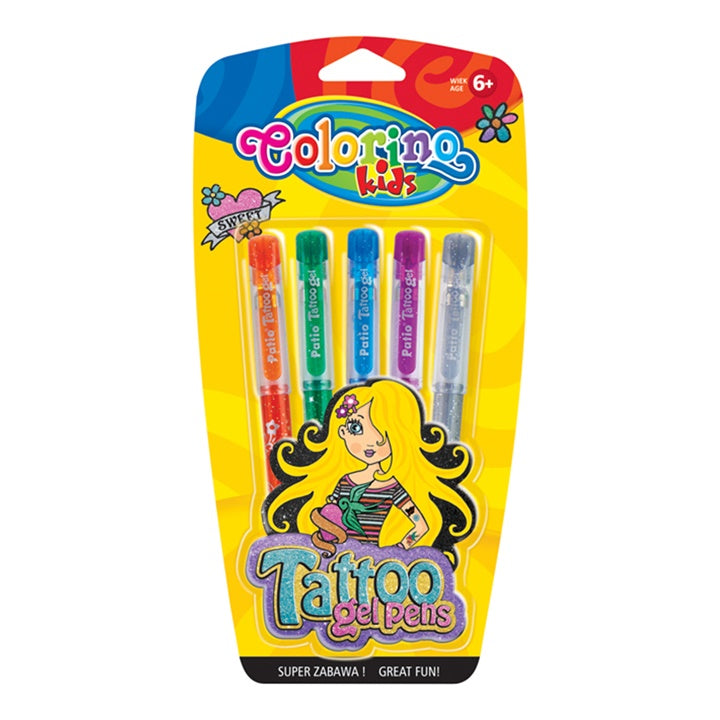 Colorino gelpennen voor tijdelijke tatoeages, set van 5