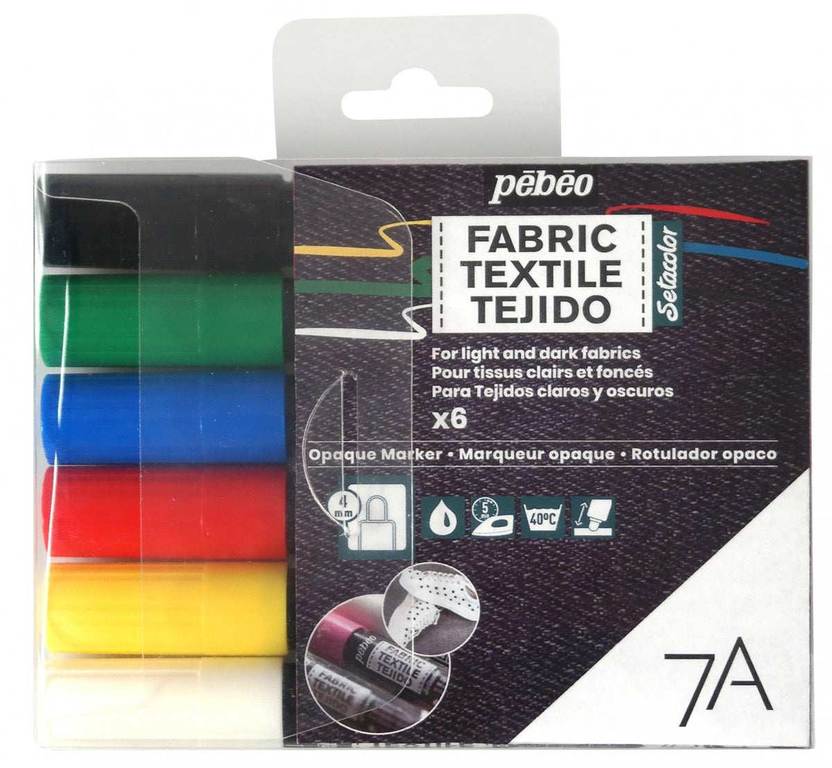 Textielstiften Pébéo Setacolor Classic, set van 6
