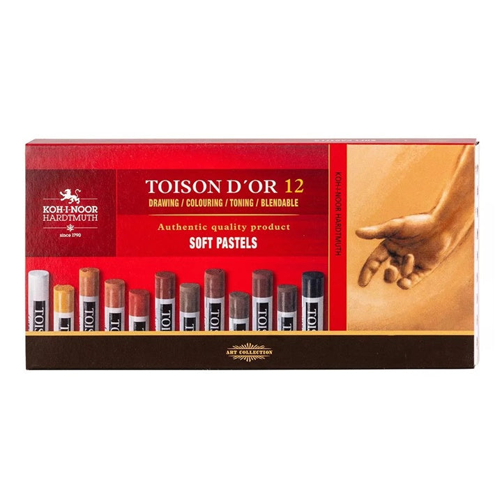 Koh-i-Noor Toison d’Or pastelkrijt bruintinten, set van 12