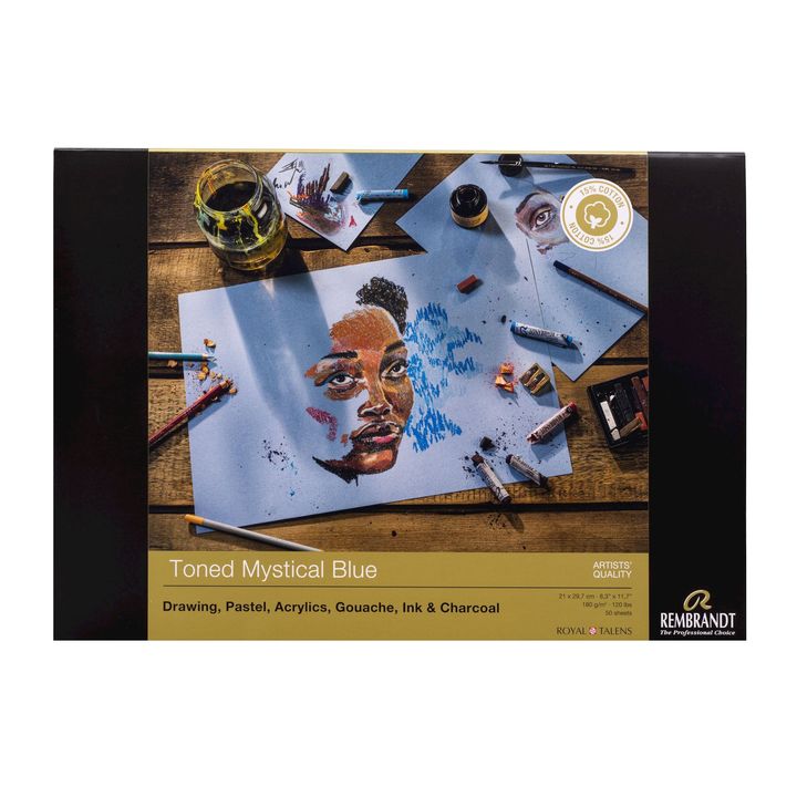 Rembrandt gekleurd papier Mystical Blue – blok A4, 50 vel – afbeelding 2