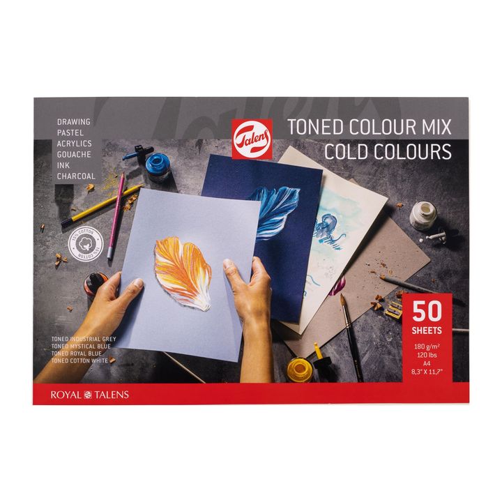 Royal Talens gekleurd papier koele tinten – blok 50 vel, A4 of A3 – afbeelding 3
