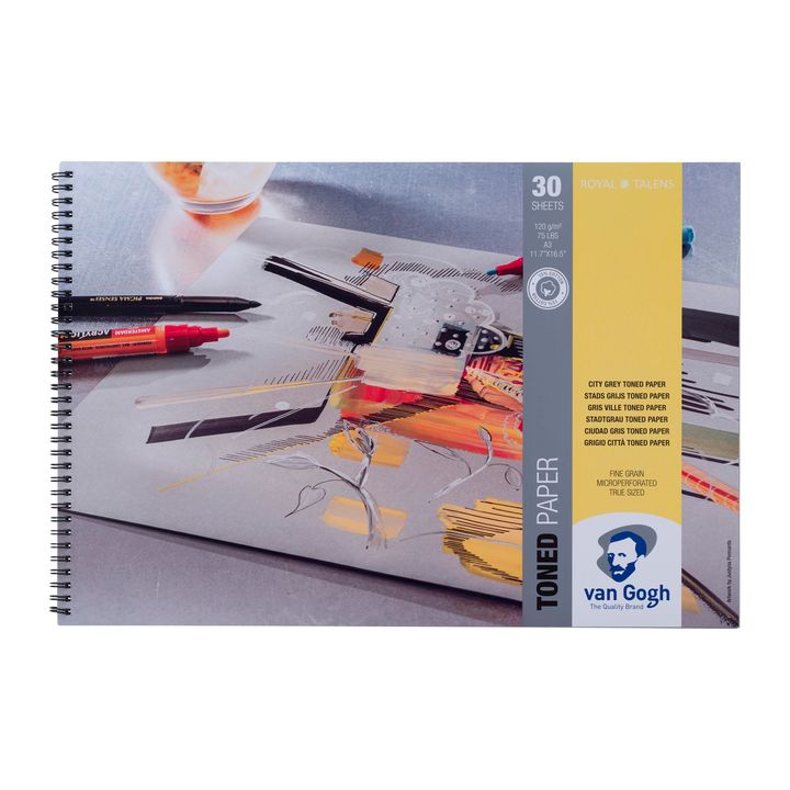 Van Gogh gekleurd papier City Grey – blok 30 vel, A4 of A3 – afbeelding 2