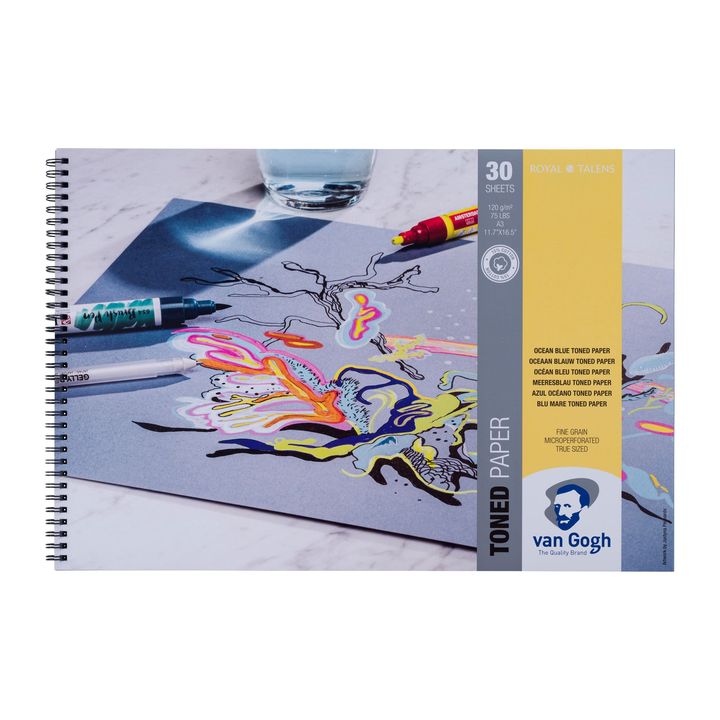 Van Gogh gekleurd tekenpapier Ocean Blue, blok 30 vellen – afbeelding 2