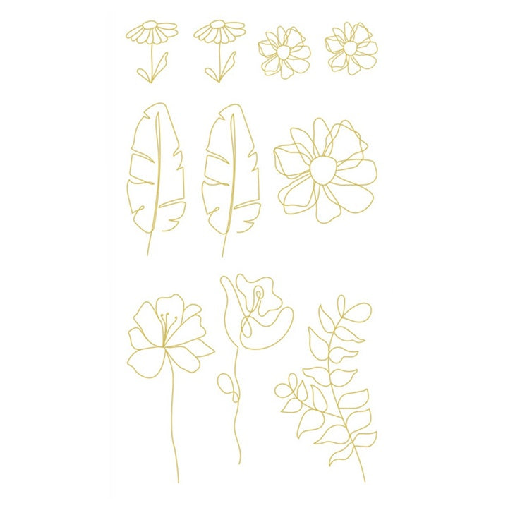 Transparent PVC Stickers, Gold Flowers, 43 pcs — image 3