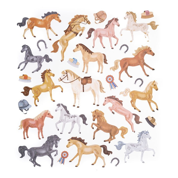Glitterstickers paarden, 29 stuks