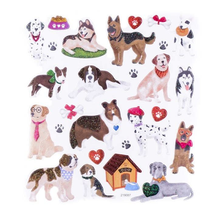 Glitterstickers honden, 27 stuks