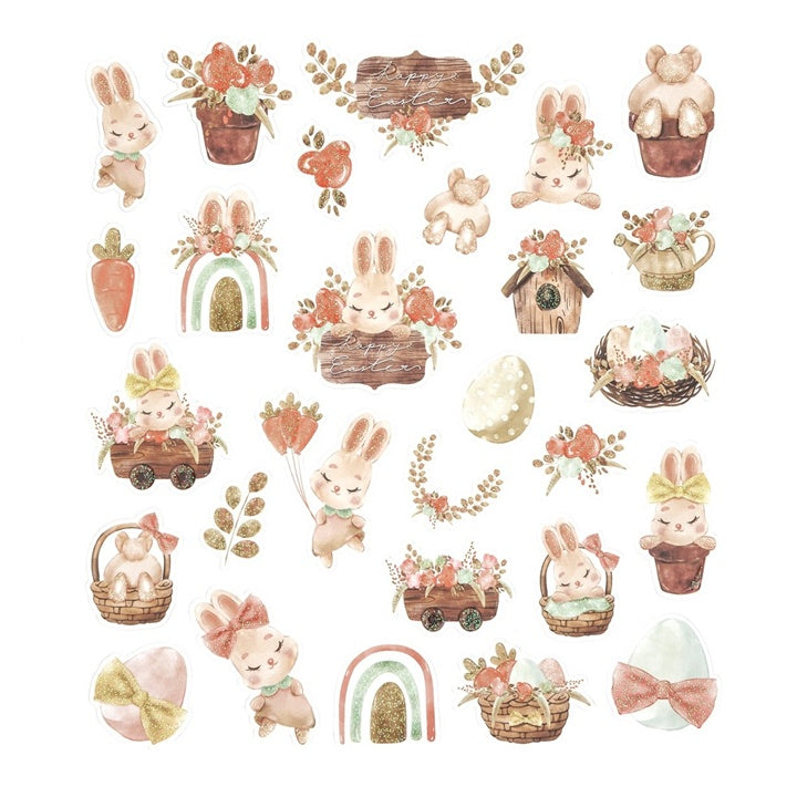DP Craft paasstickers met glitter, landelijke stijl, 28 stuks