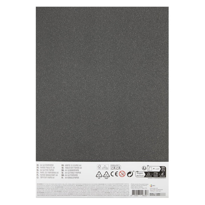 Nassau glitterpapier A4, 8 vellen in 8 kleuren – afbeelding 2