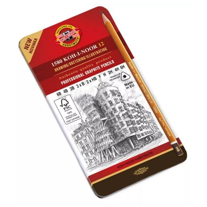 Koh-i-Noor 1582 driekante grafietpotloden, set van 12
