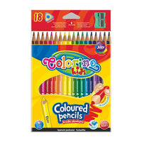 Colorino kleurpotloden driekantig met puntenslijper, 18 stuks