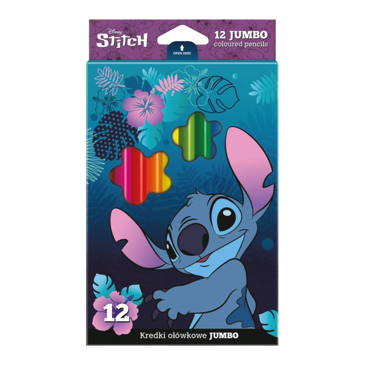 Colorino Disney Stitch JUMBO driekantige kleurpotloden, 12 kleuren