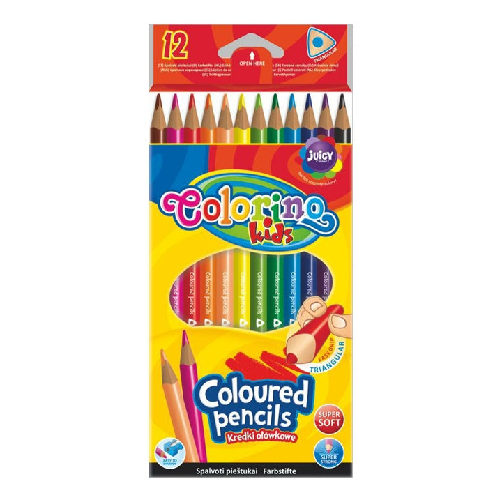 Driekantige kleurpotloden voor kinderen Colorino, 12 stuks