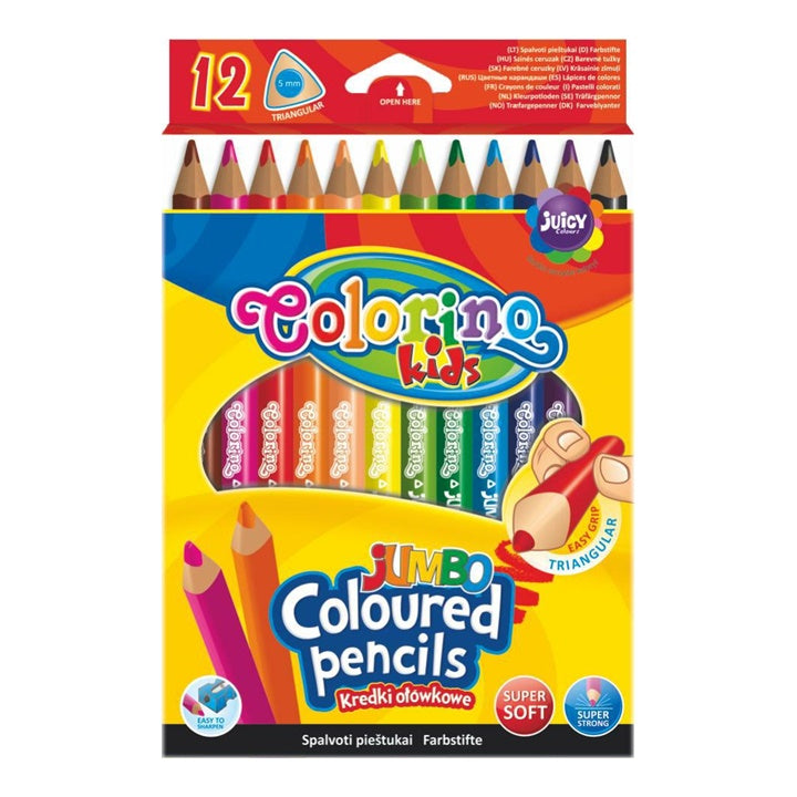 Colorino JUMBO driekantige kleurpotloden, 12 stuks, 175 mm