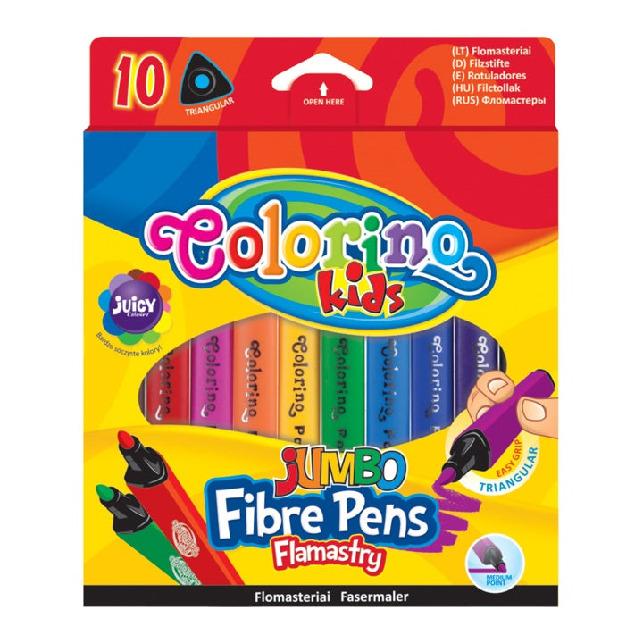 Colorino JUMBO viltstiften driekantig, 10 stuks
