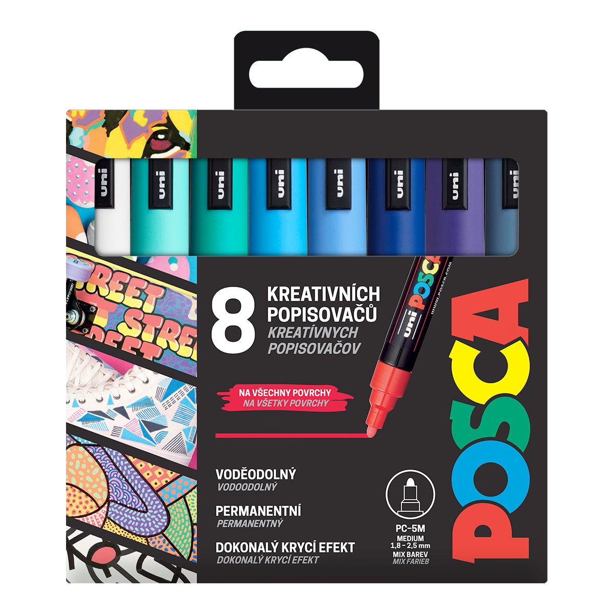 UNI POSCA Marker PC-5M 1.8 - 2.5 mm Ocean Set - 8 pcs