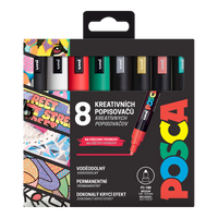 Posca PC-5M Christmas verfstiftenset, 8 stuks, 1,8–2,5 mm
