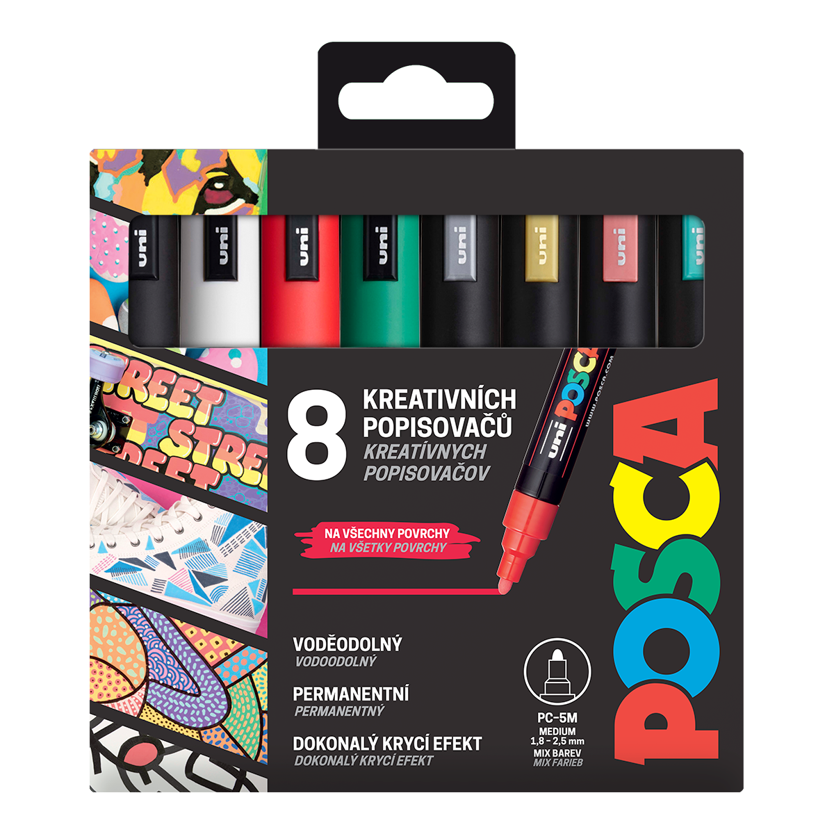 Posca PC-5M Christmas verfstiftenset, 8 stuks, 1,8–2,5 mm