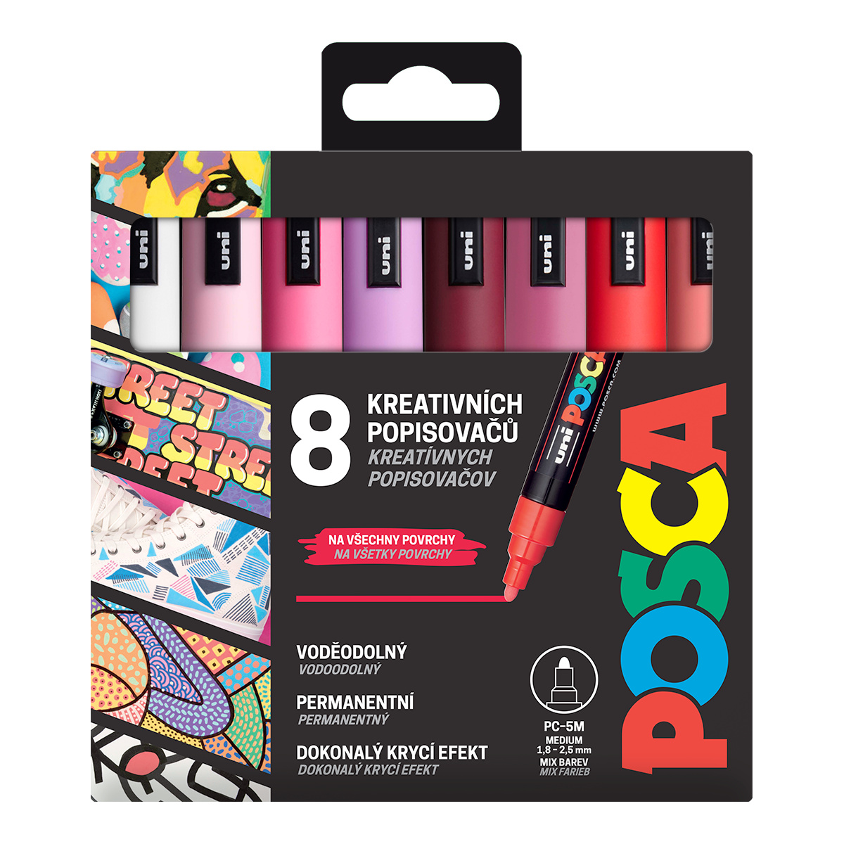Posca PC-5M verfstiften LOVE – set van 8, 1,8–2,5 mm