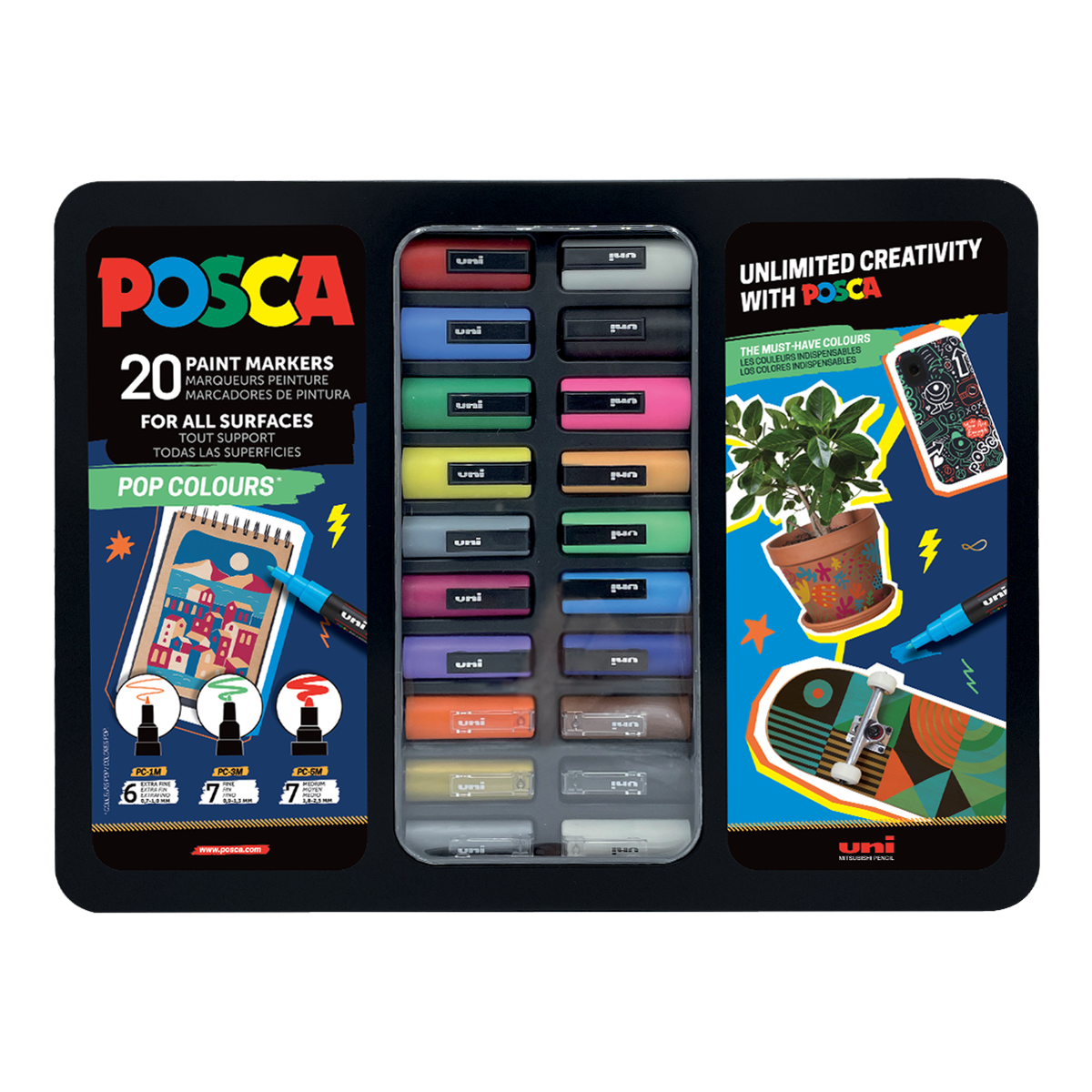 Posca acrylmarkers set, verschillende uitvoeringen