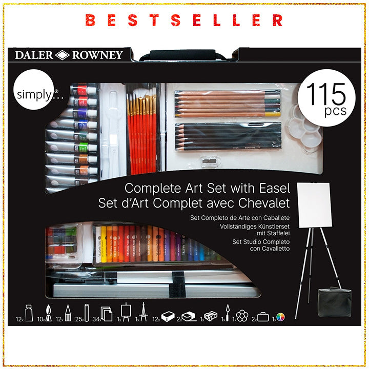 Daler-Rowney schilderset met aluminium ezel, 115-delig