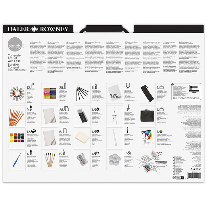 Daler-Rowney schilderset met aluminium ezel, 115-delig – afbeelding 2