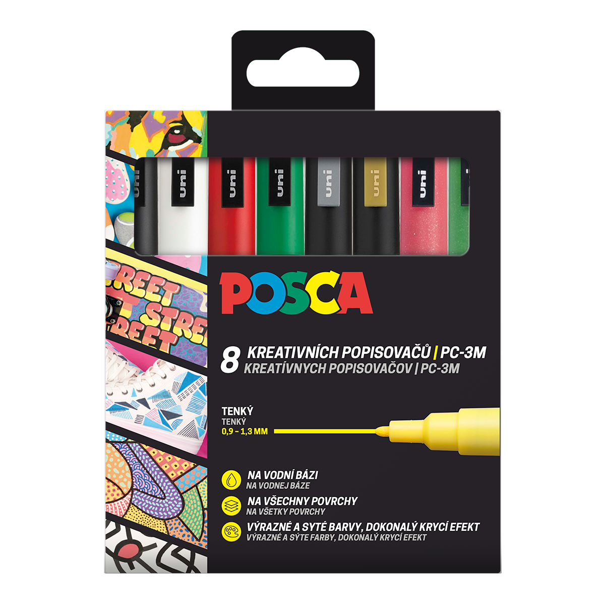 Verfstiften Posca PC-3M Christmas, set van 8
