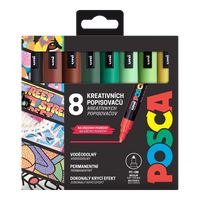 Verfstiften Posca PC-5M Earth, set van 8, 1,8–2,5 mm