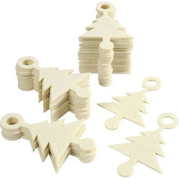 Vilten kerstboompjes Creativ Company, crème, 13 × 8 cm, 4 stuks
